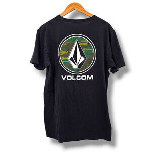 Volcom Men's Crewneck Camo Short Sleeve‎ Graphic T-Shirt Black Size Large